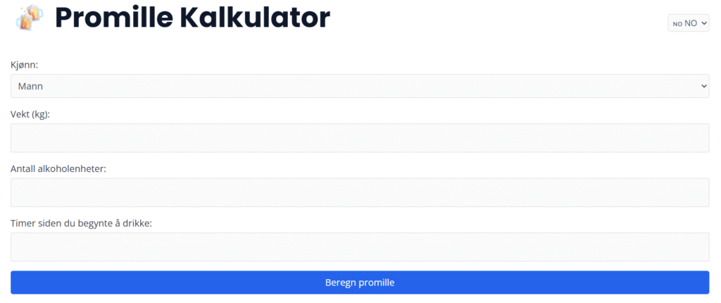 Promille kalkulator